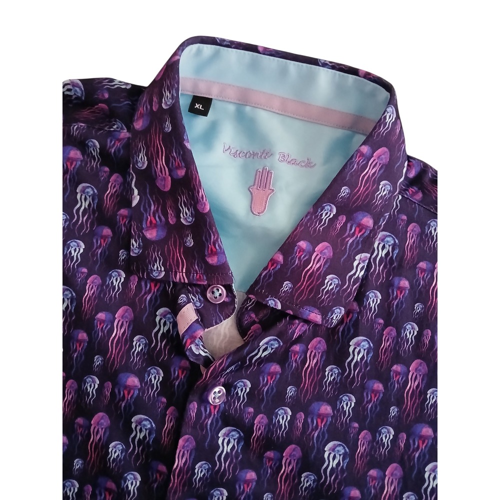 Visconti Black Preppy Modern Jellyfish Men's Casual Short Sleeve XL